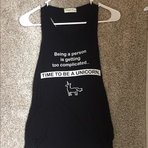 Black Sleeveless Unicorn Funny Tank Top